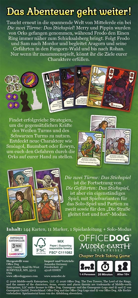 Detalle 2 de Der Herr der Ringe: Die Zwei Türme – Das Stichspiel (Kooperatives Kartenspiel, 1–4 Spieler, ab 10 Jahren)