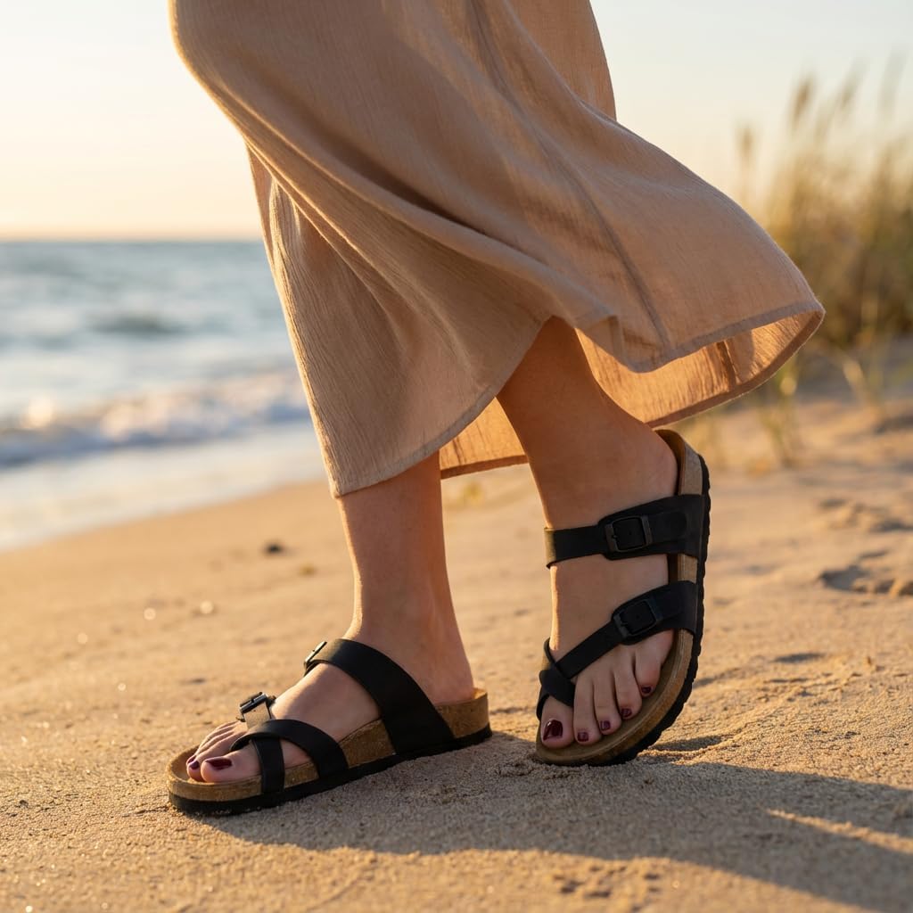 Detalle de CUSHIONAIRE Women's Sandals with Suede Footbed