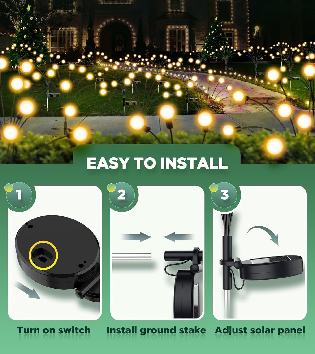 Detalle de ULAIYOHOME Solar Firefly Lights, 8 LEDs