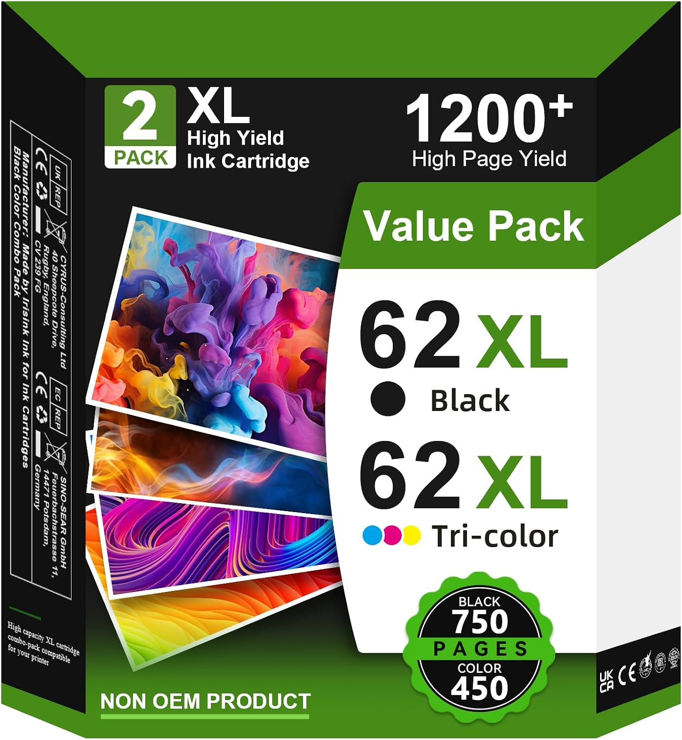 Detalle de 62XL Ink Cartridges Twin Pack 750/450 pages