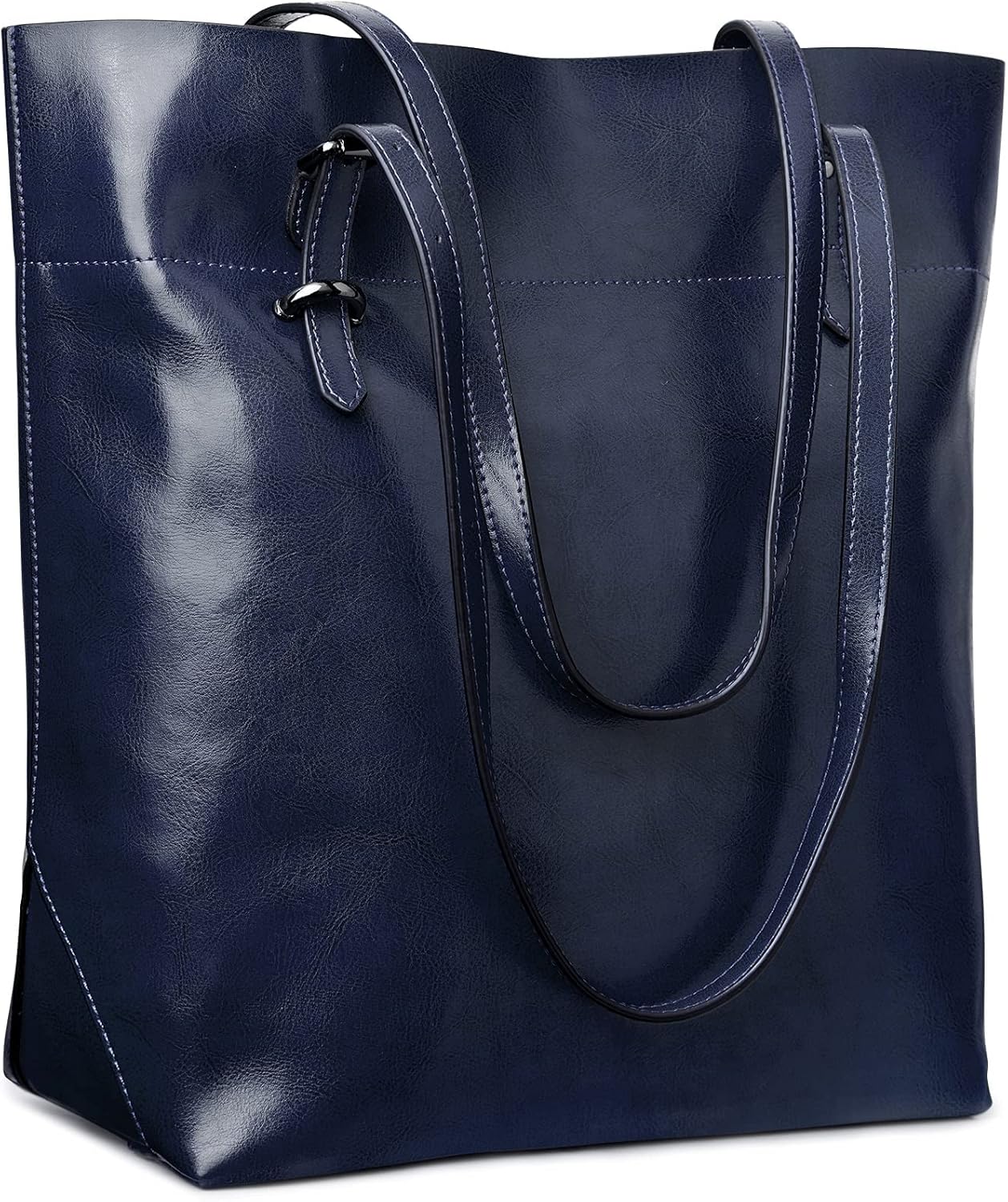 Detalle de S-ZONE Sac à main vintage en cuir de vache fendu, grande capacité