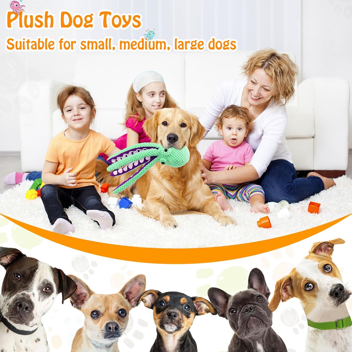 Thumbnail 1 de Fuufome Large Squeaky Dog Toys (Plush, 13.5-inch) — Chew, Fetch & Tug Plush for Small to Large Dogs