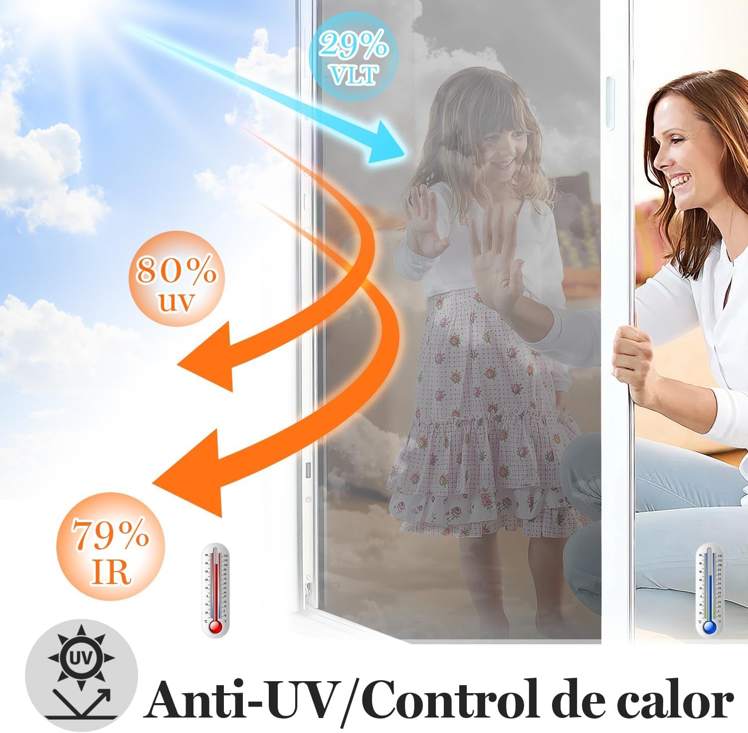 Thumbnail 2 de DARUITE Vinilo Espejo Reflectante para Ventanas 60x200cm 😊