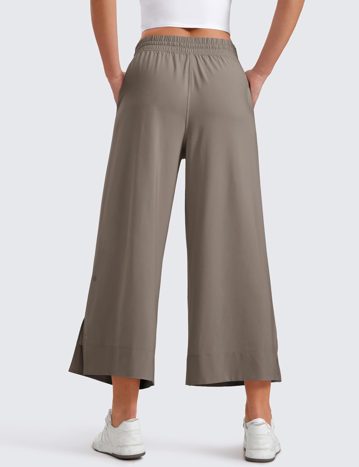 Detalle 2 de CRZ YOGA pantaloni capri leggeri a gamba larga, vita alta, con tasche (gamba lunga) per donna