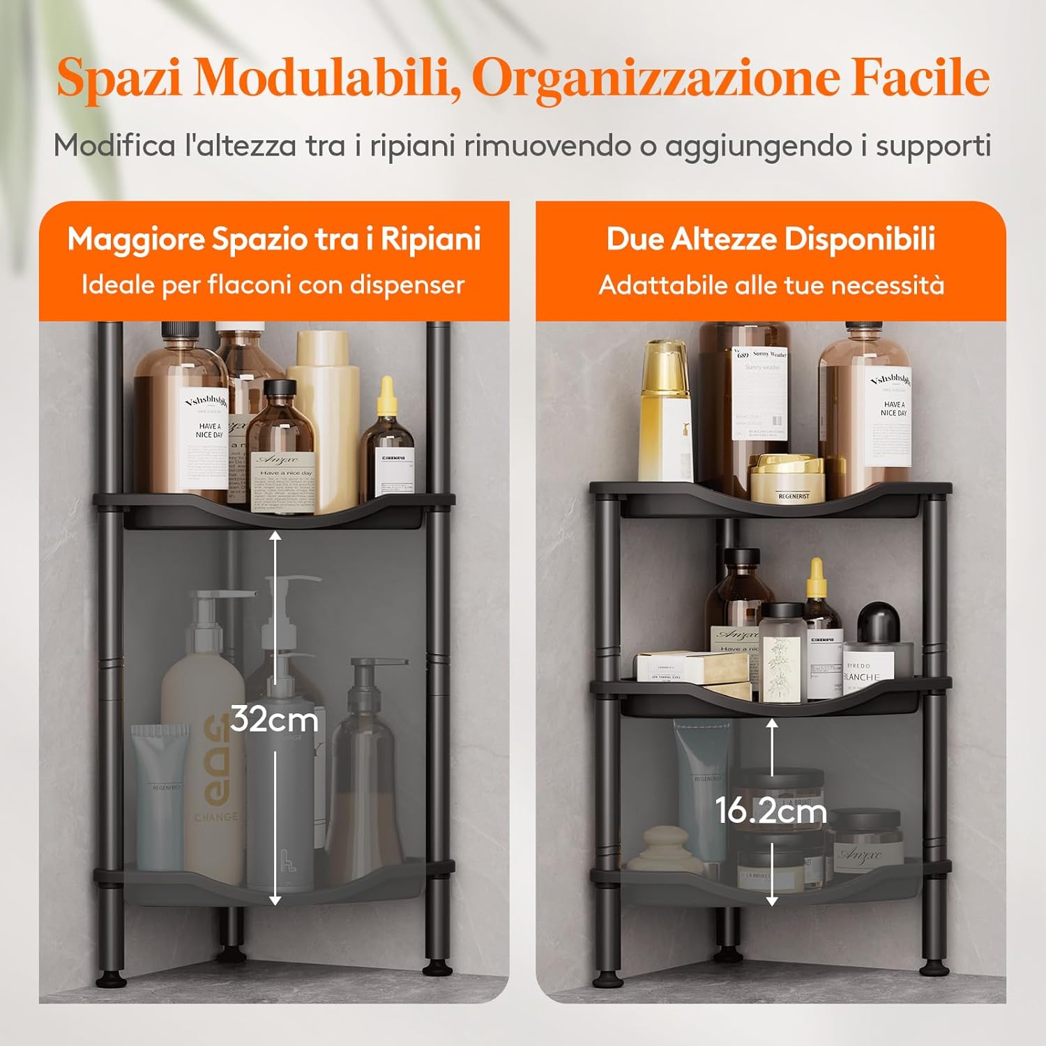 Thumbnail 5 de lifewit Mensola Doccia a 3 Livelli senza Foratura per angolo bagno, 34 cm, nero