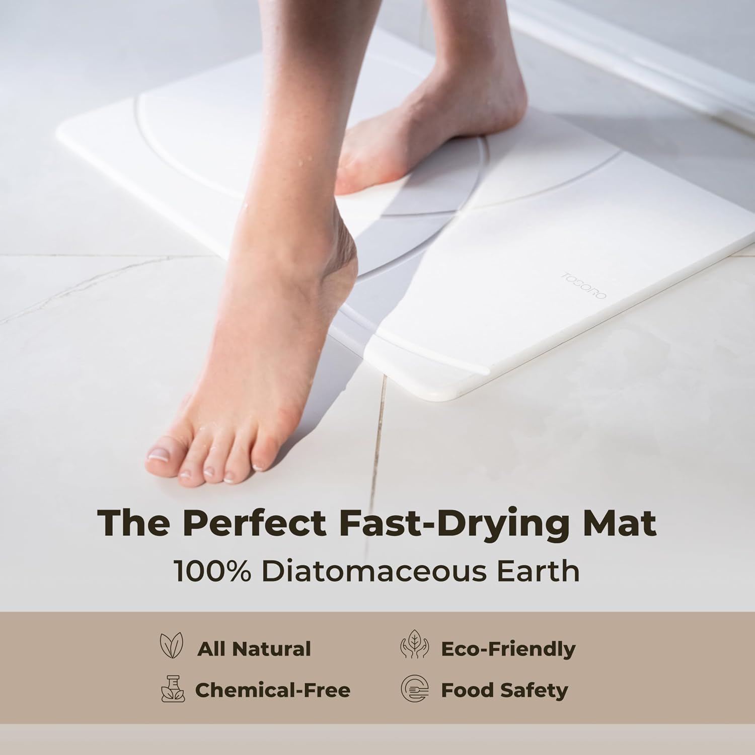 Detalle de TOSORO Diatomaceous Earth Bath Mat 23.5 x 15
