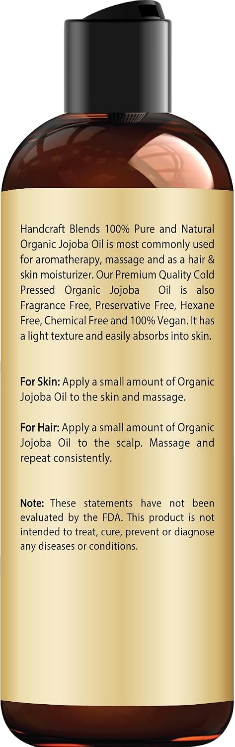 Detalle 2 de Handcraft Blends jjborg8 Organic Jojoba Oil, 236 ml, Cold-Pressed