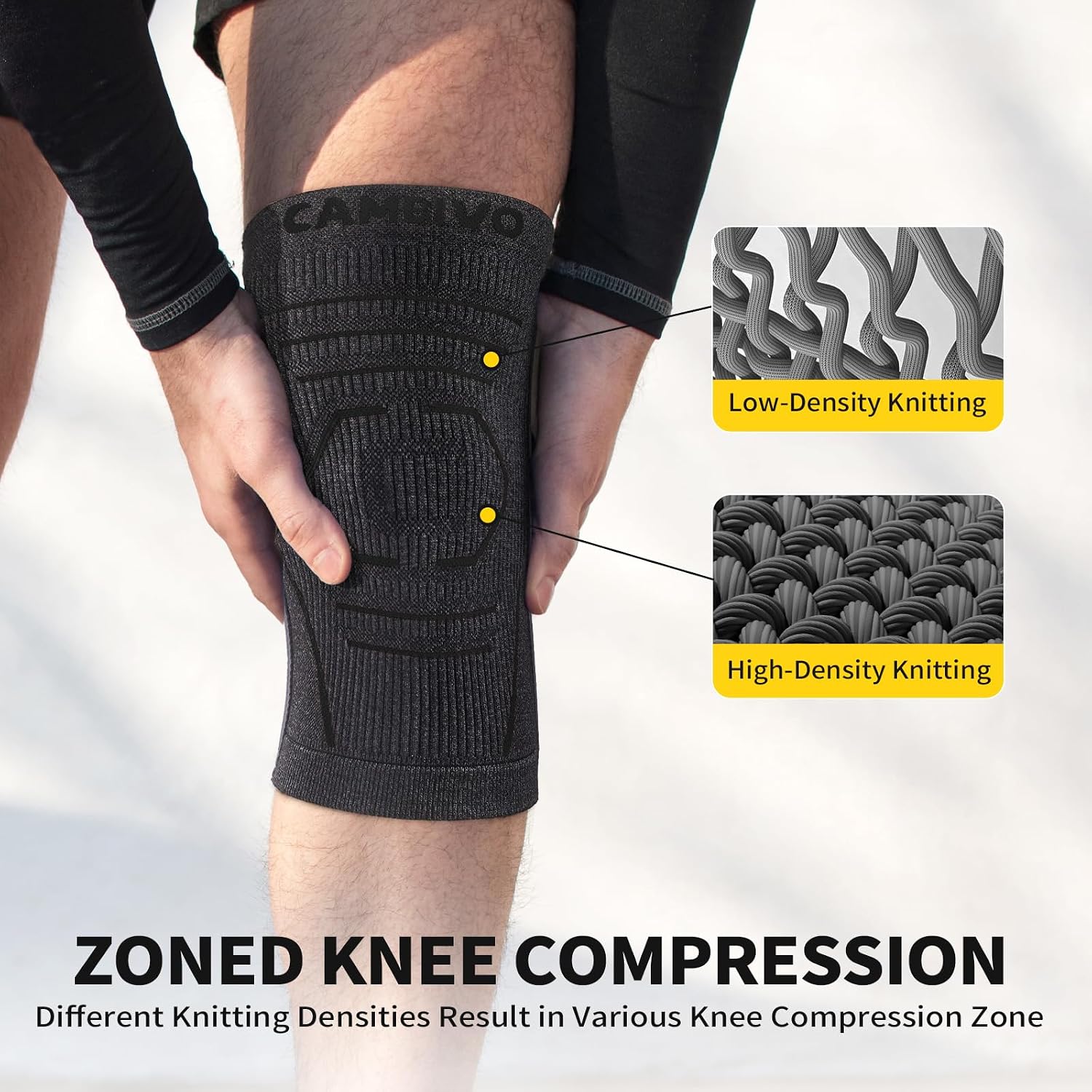Thumbnail 4 de CAMBIVO Knee Support with PMMA Side Stabilizers — Lightweight dual pack for arthritis relief and everyday comfort