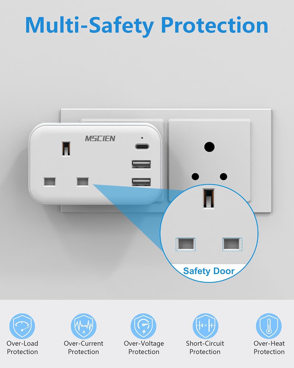 Thumbnail 5 de MSCIEN India Type D UK to India Plug Adapter with USB ⚡