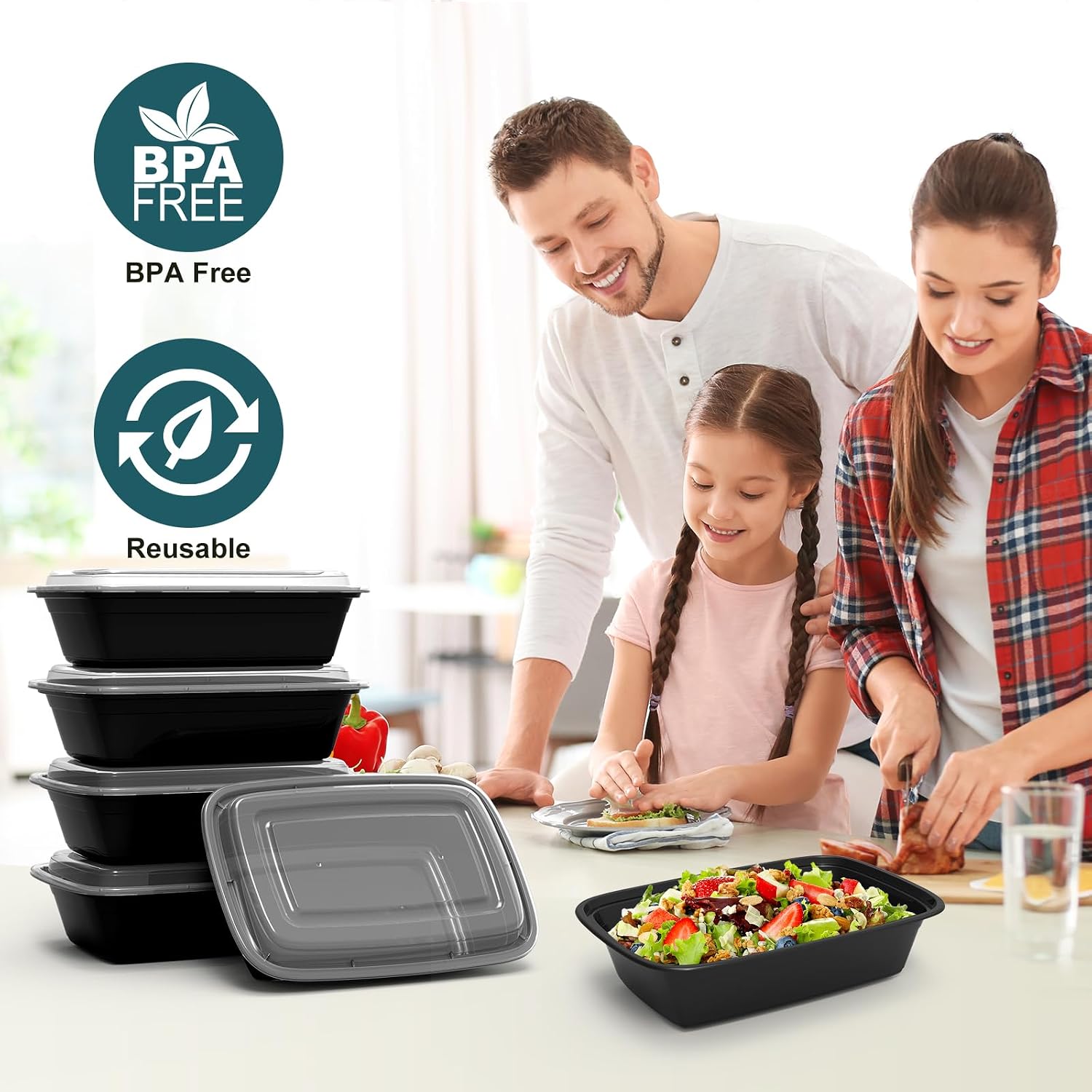 Detalle de WGCC Meal Prep Containers 38OZ 50-Pack
