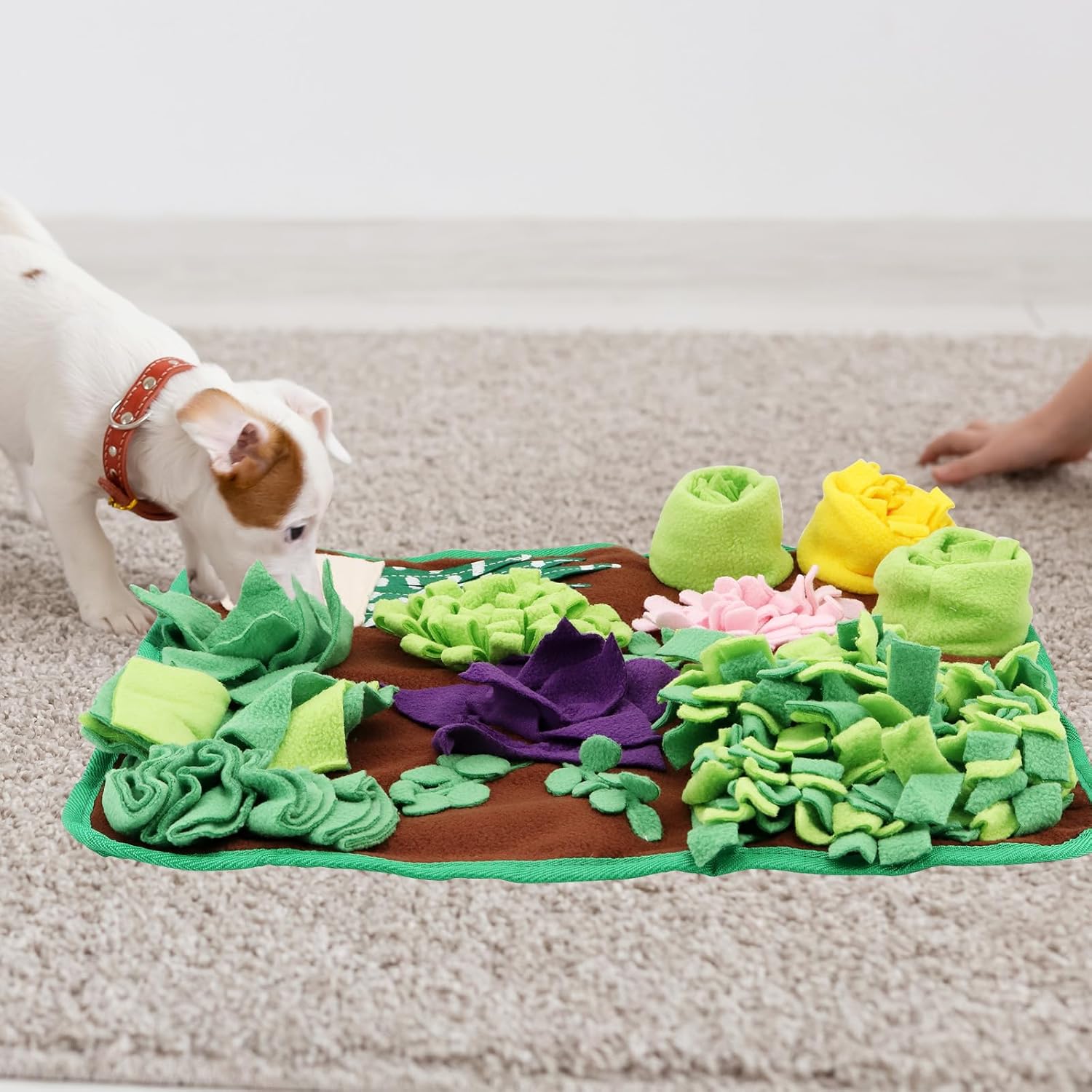 Thumbnail 4 de MoYouno Snuffle Mat for Dogs: Interactive Foraging and Slow Feeding Mat (Green Khaki)