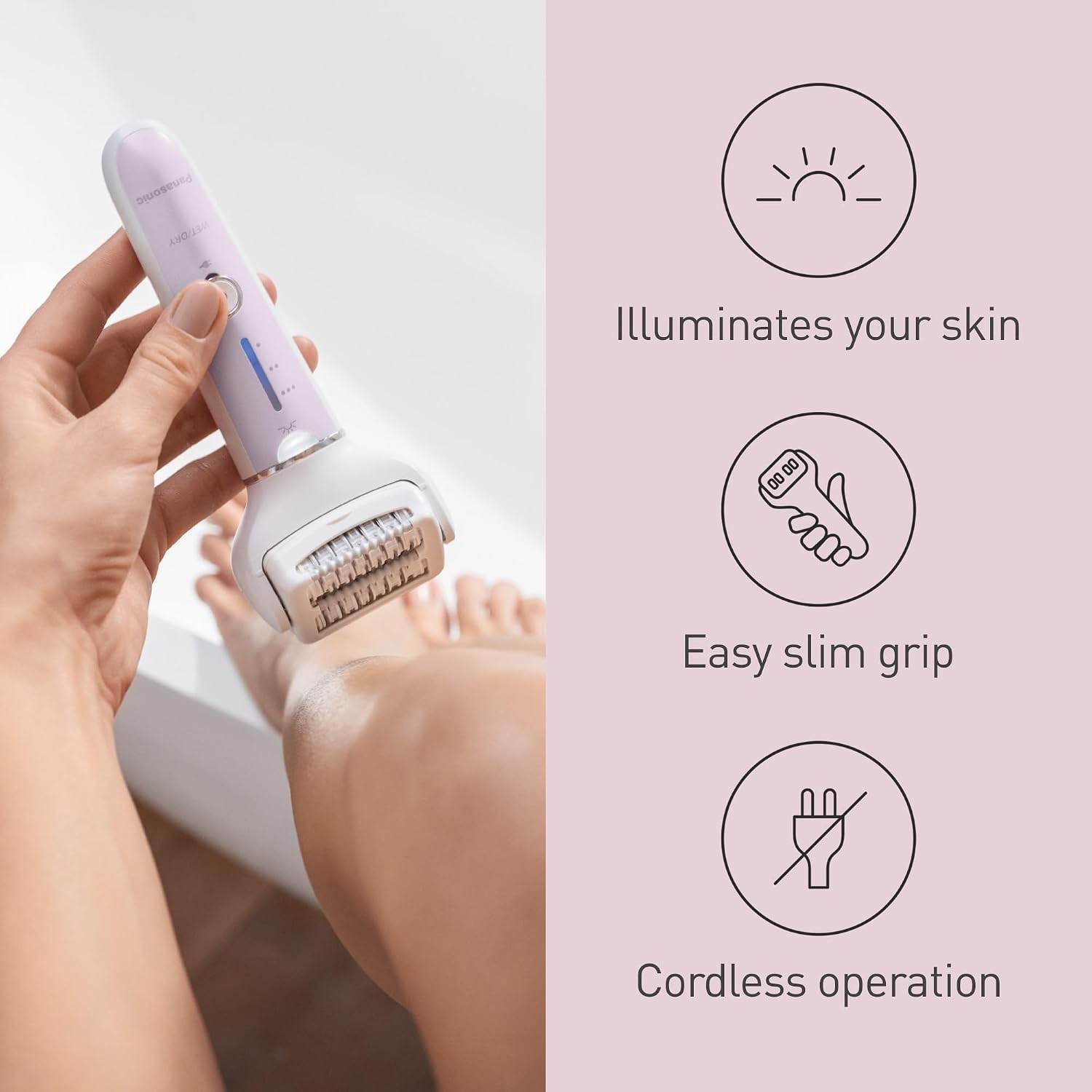 Thumbnail 6 de Panasonic ES-EY30-V511 Wet and Dry Epilator with 90° Flex Head and 60 Tweezers