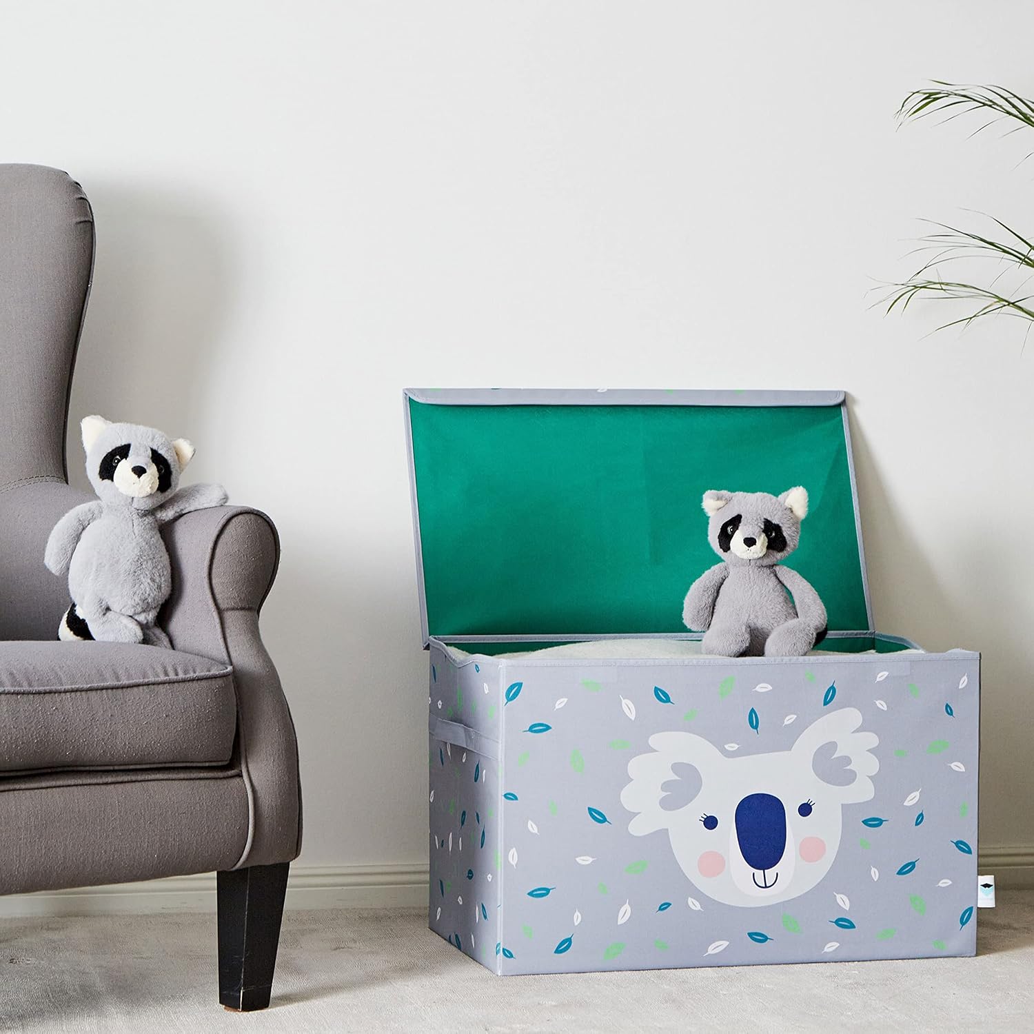 Detalle de LOVE IT STORE IT skrzynia do przechowywania 92 l, MDF, szara z koalą
