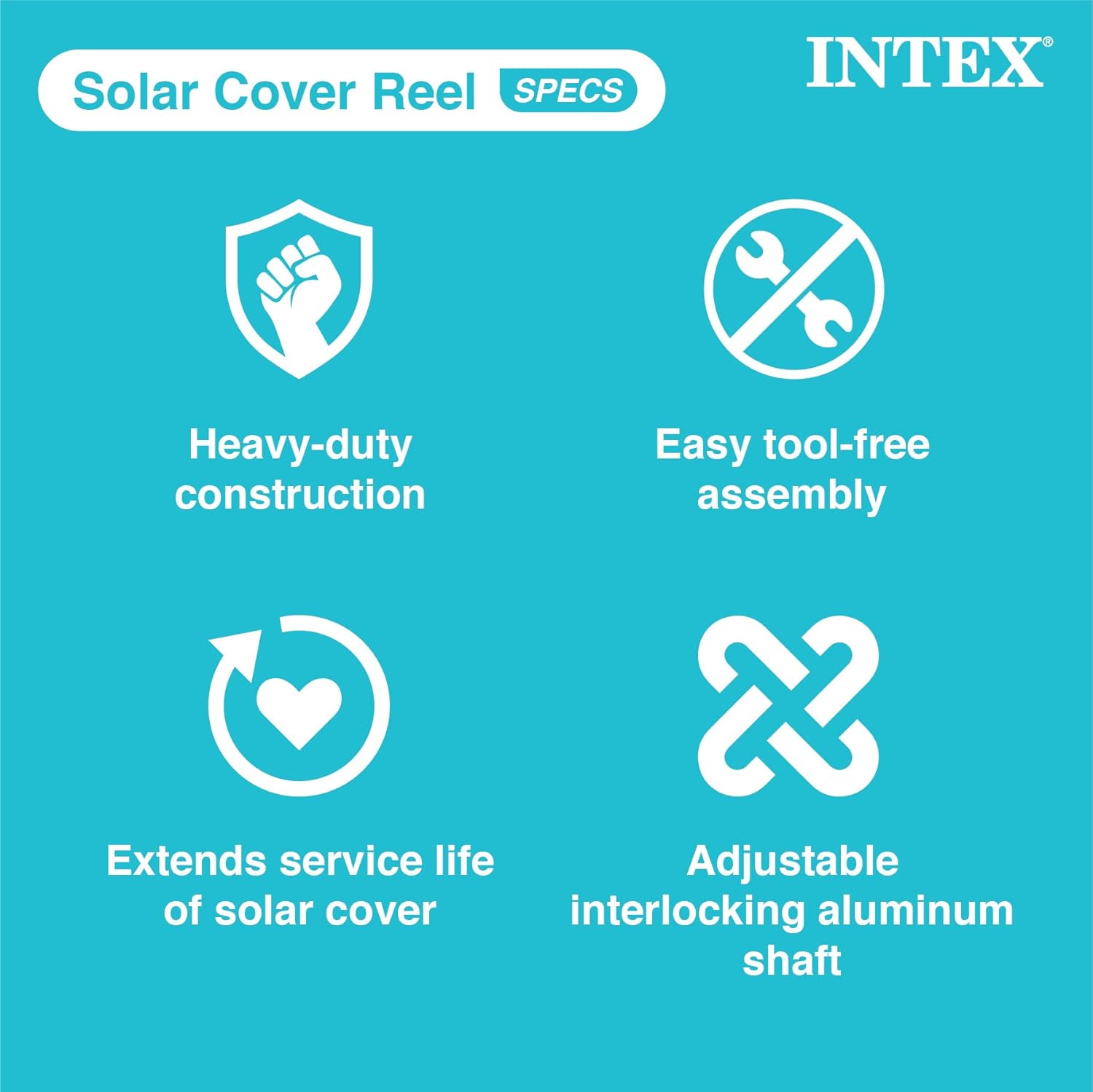 Detalle 2 de Intex 28051 Solar-Abdeckrolle – für Pools 274–488 cm, Aluminium/PVC, Grau