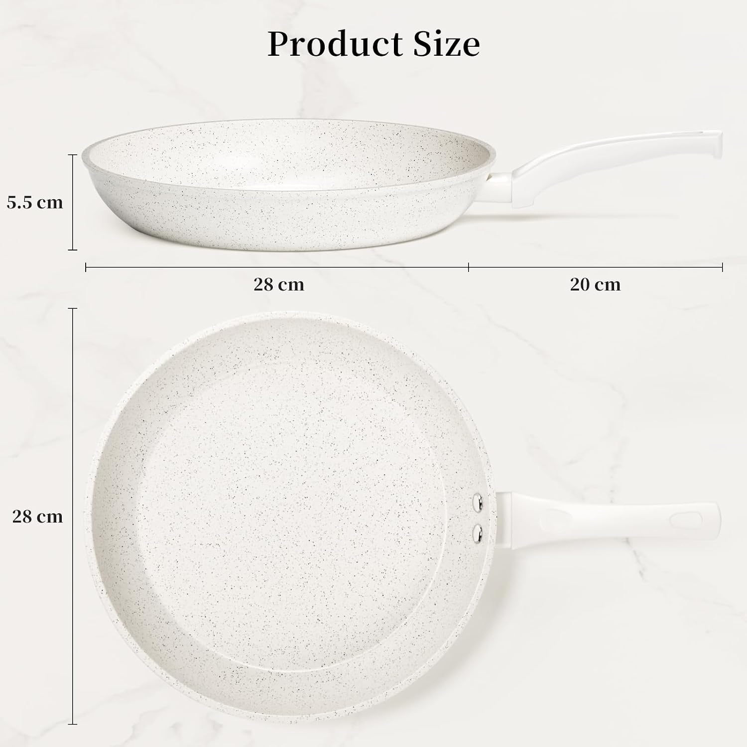 Detalle 2 de Innerwell Antihaft Bratpfanne 28 cm – Induktionstaugliche Omelette-Pfanne mit Granitbeschichtung