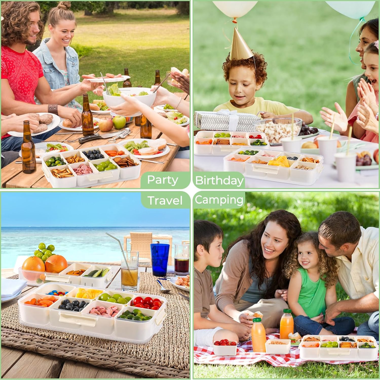 Thumbnail 6 de Luxear 0802-WT snackboxenset met 8 + 6 vakken, afneembare vakjes
