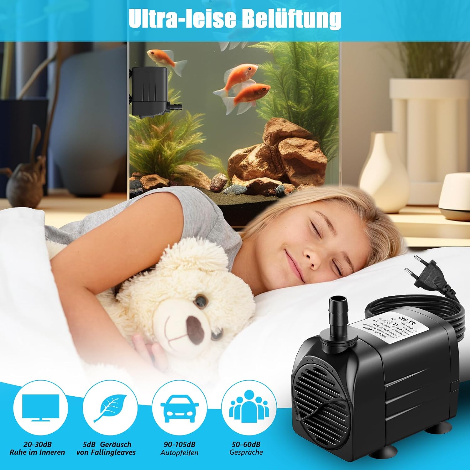 Thumbnail 3 de Lnicez Aquarium Pumpe 45 W mit 3.200 L/h – Tauchpumpe für Aquarium, Teich & Springbrunnen