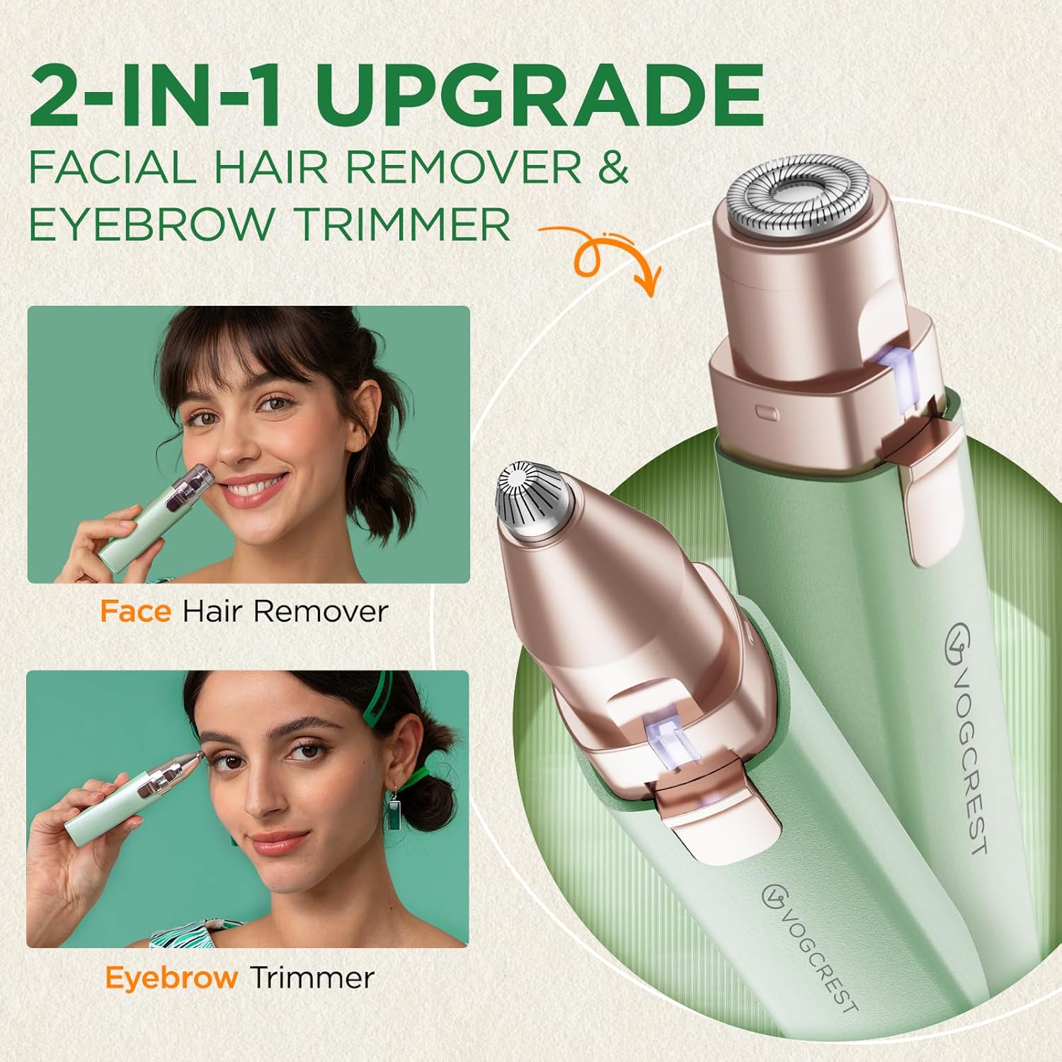 Thumbnail 1 de Portable Eyebrow Trimmer & Facial Hair Remover for Women (2 in 1) – Rechargeable with LED Light