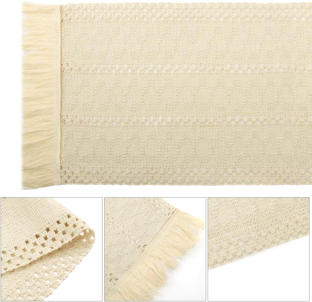 Detalle de BSBUY Bieżnik boho na stół 30 × 183 cm, poliestrowy z frędzlami