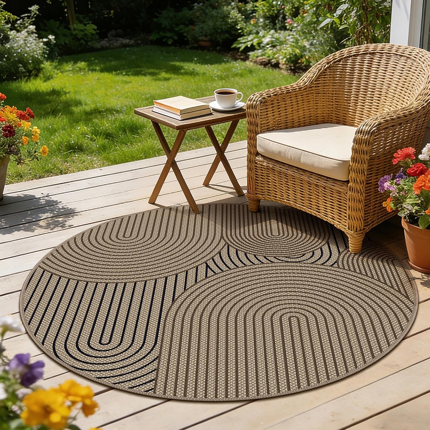 Thumbnail 6 de VSIWB rond vloerkleed 120 cm, jute-look, antislip en wasbaar