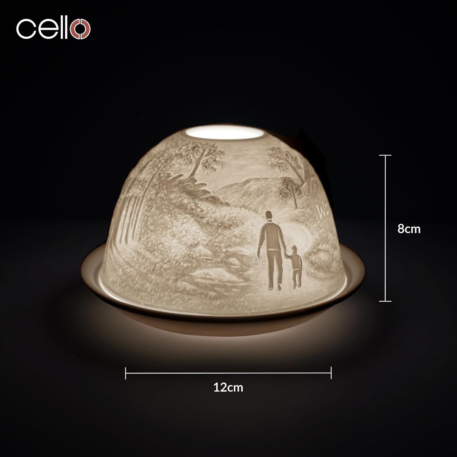 Thumbnail 2 de Cello Porcelain Tealight Holder Dome – “World’s Best Dad” 3D projection dome for tealights & LED candles
