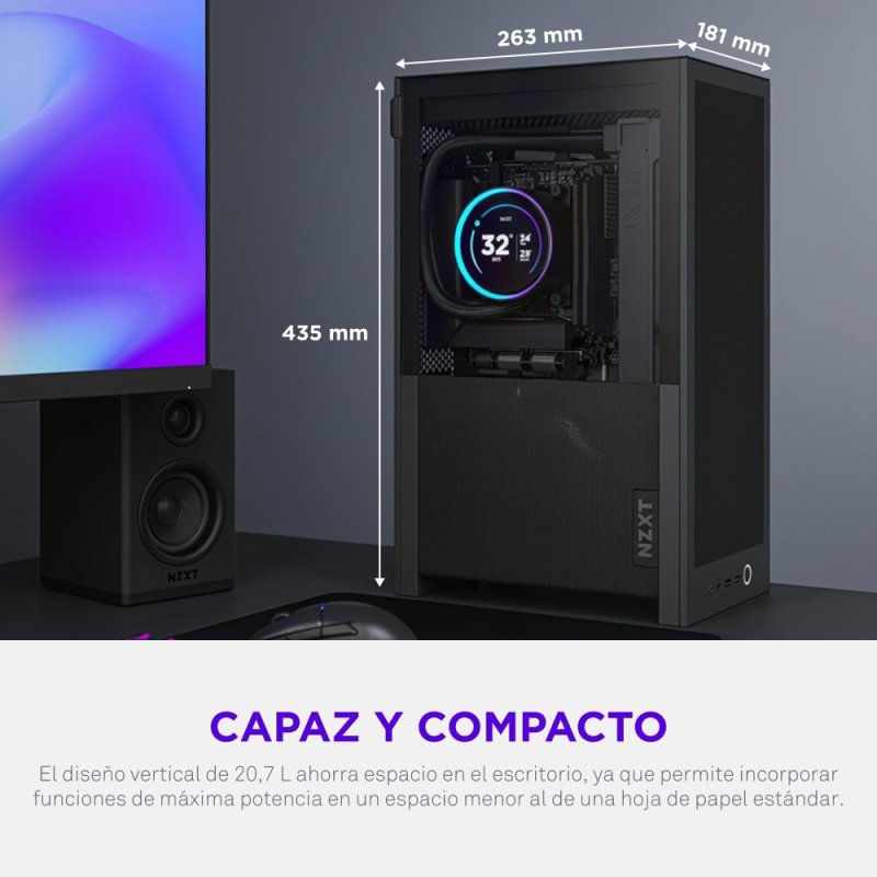 Thumbnail 3 de Torre NZXT H2 Flow Mini-ITX Negro Vidrio templado Dual Cámara: equilibrio entre tamaño y flujo de aire