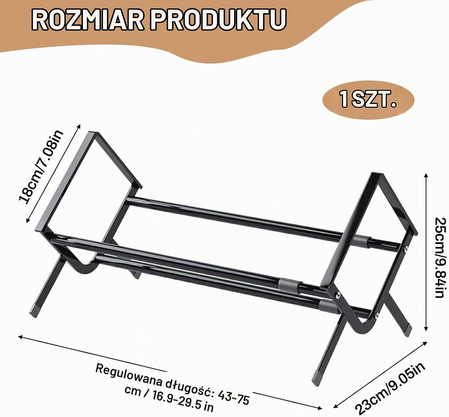 Detalle 2 de MHYMX CLDE00280 – metalowy stojak na płyty winylowe, rozsuwany 43–75 cm
