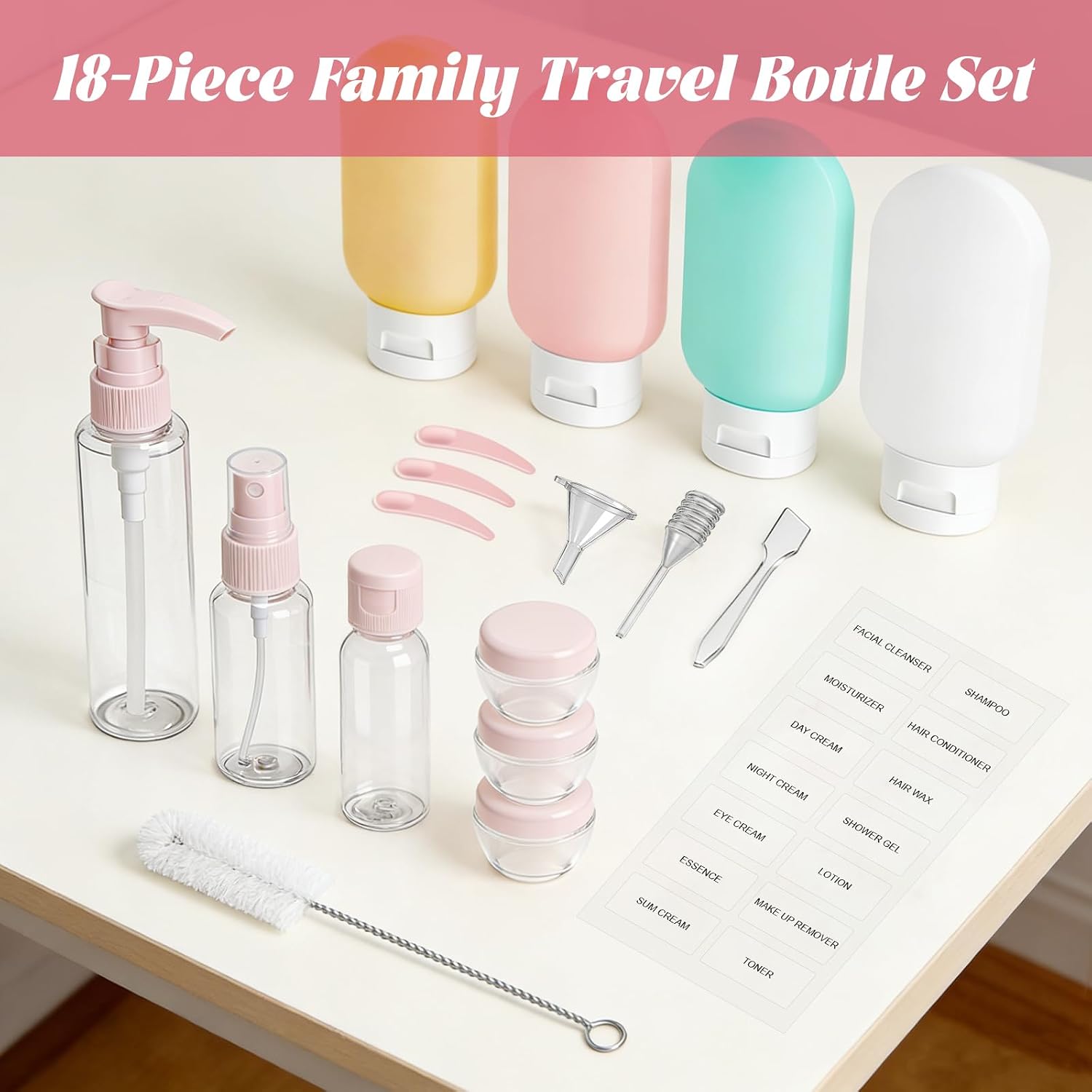 Thumbnail 6 de 18 Pack Travel Bottle Set for Toiletries: Leakproof, Refillable & Squeezable