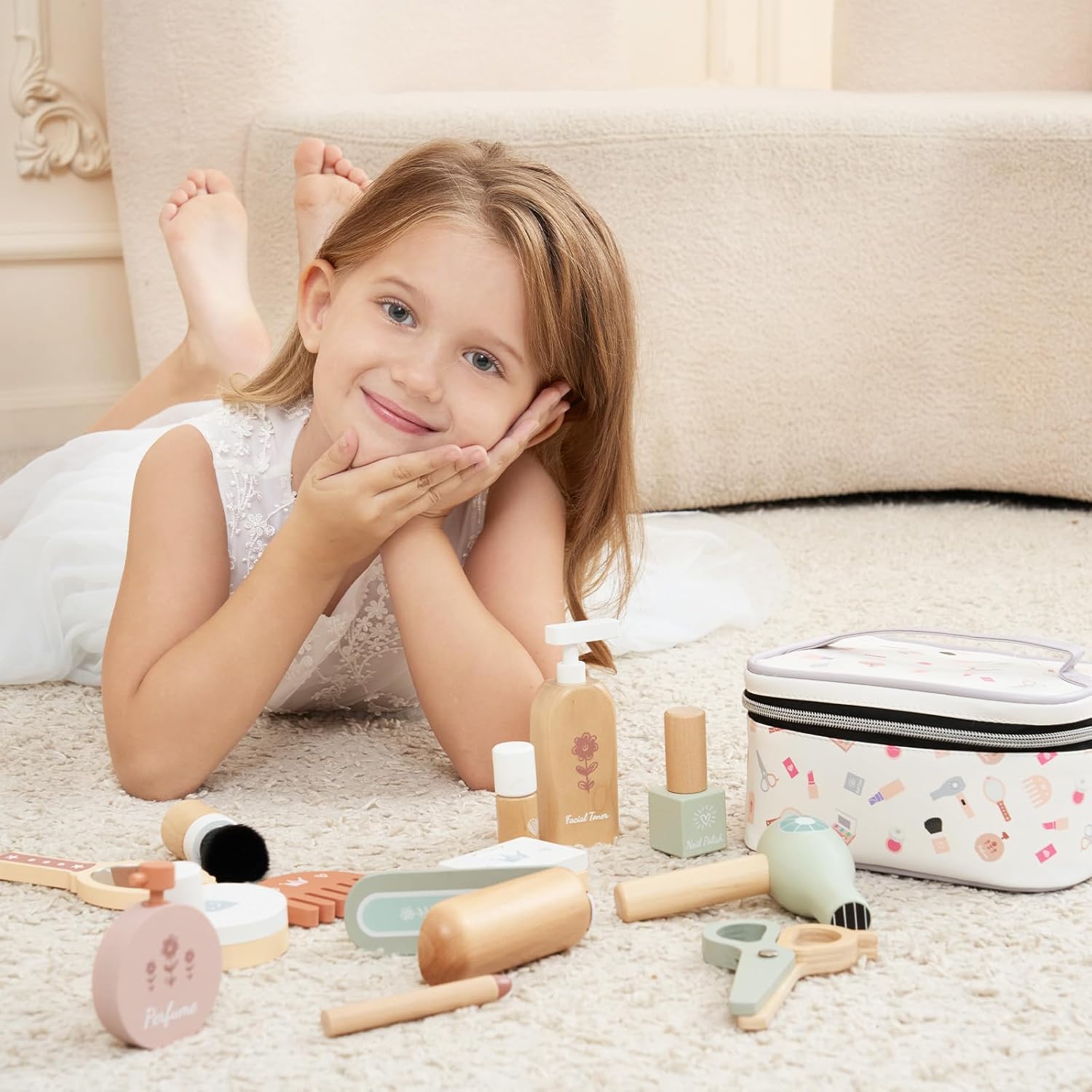 Thumbnail 6 de GAGAKU 16-tlg. Holz-Schminkkoffer für Mädchen ab 3 Jahren – Rollenspiel-Kosmetikset aus Holz