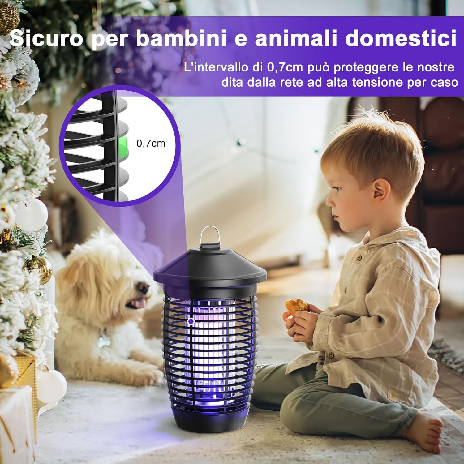 Thumbnail 4 de PALONE Lampada Antizanzare Elettrica 4500V 20W UV 365 NM – IPX4, uso interno/esterno