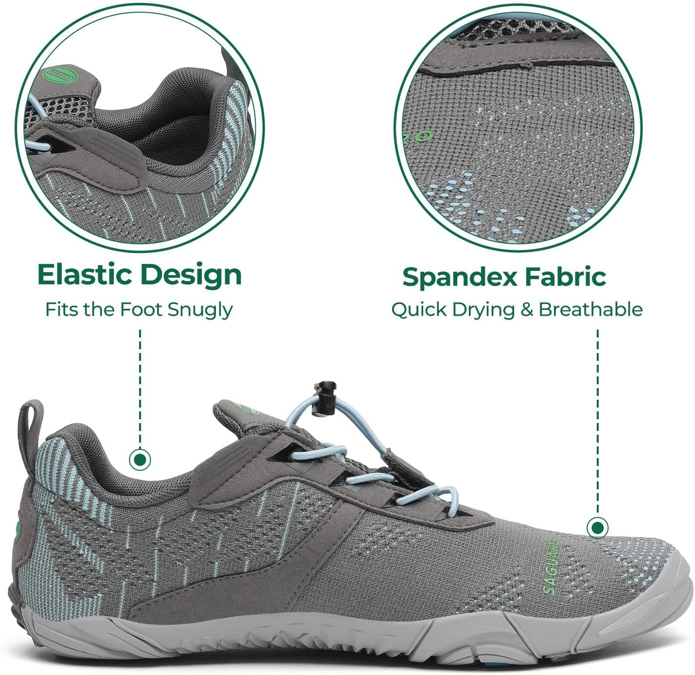 Detalle de SAGUARO Barfußschuhe mit breiter Zehenbox und Zero-Drop Sohle (Gr. 35–48)