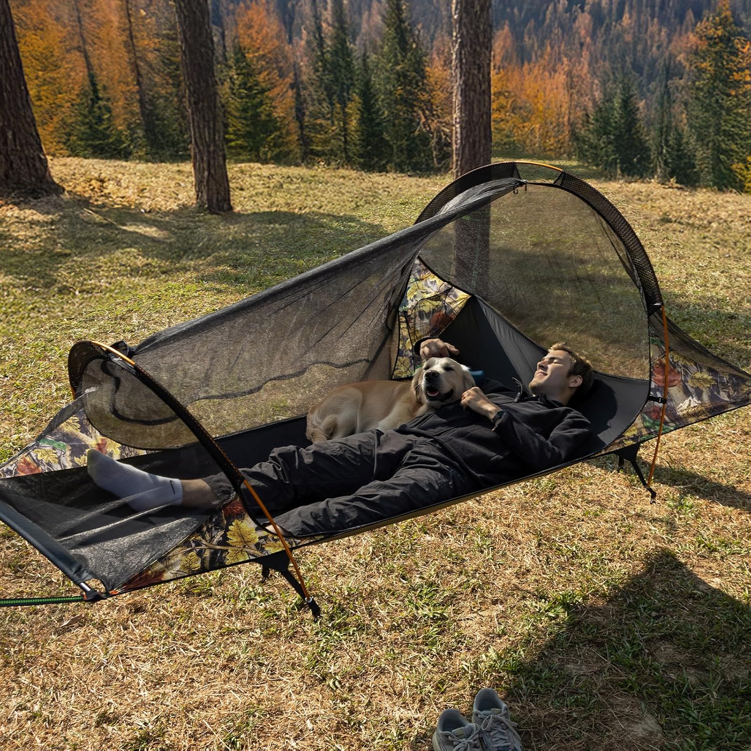 Detalle de Night Cat hamac de camping 1 personne avec moustiquaire et bâche imperméable