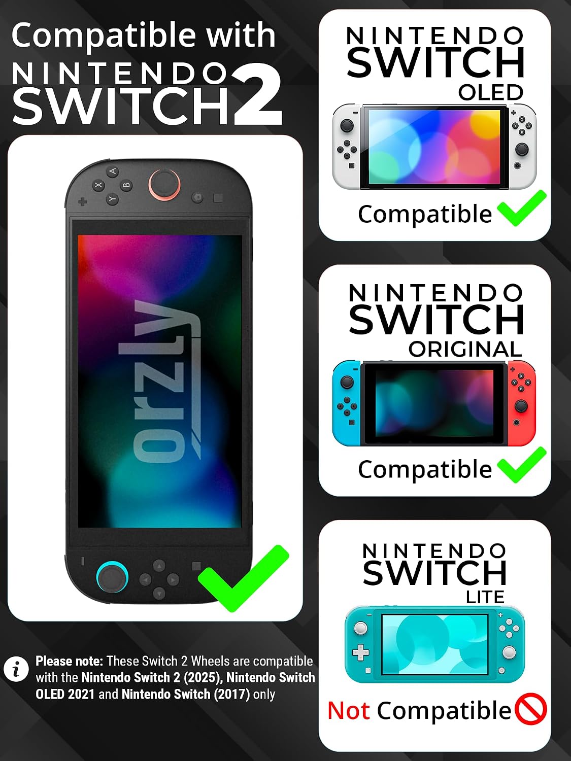 Detalle 2 de Orzly Racing Steering Wheels Party Pack (4 Joy-Con attachments) for Switch 2 (2025)