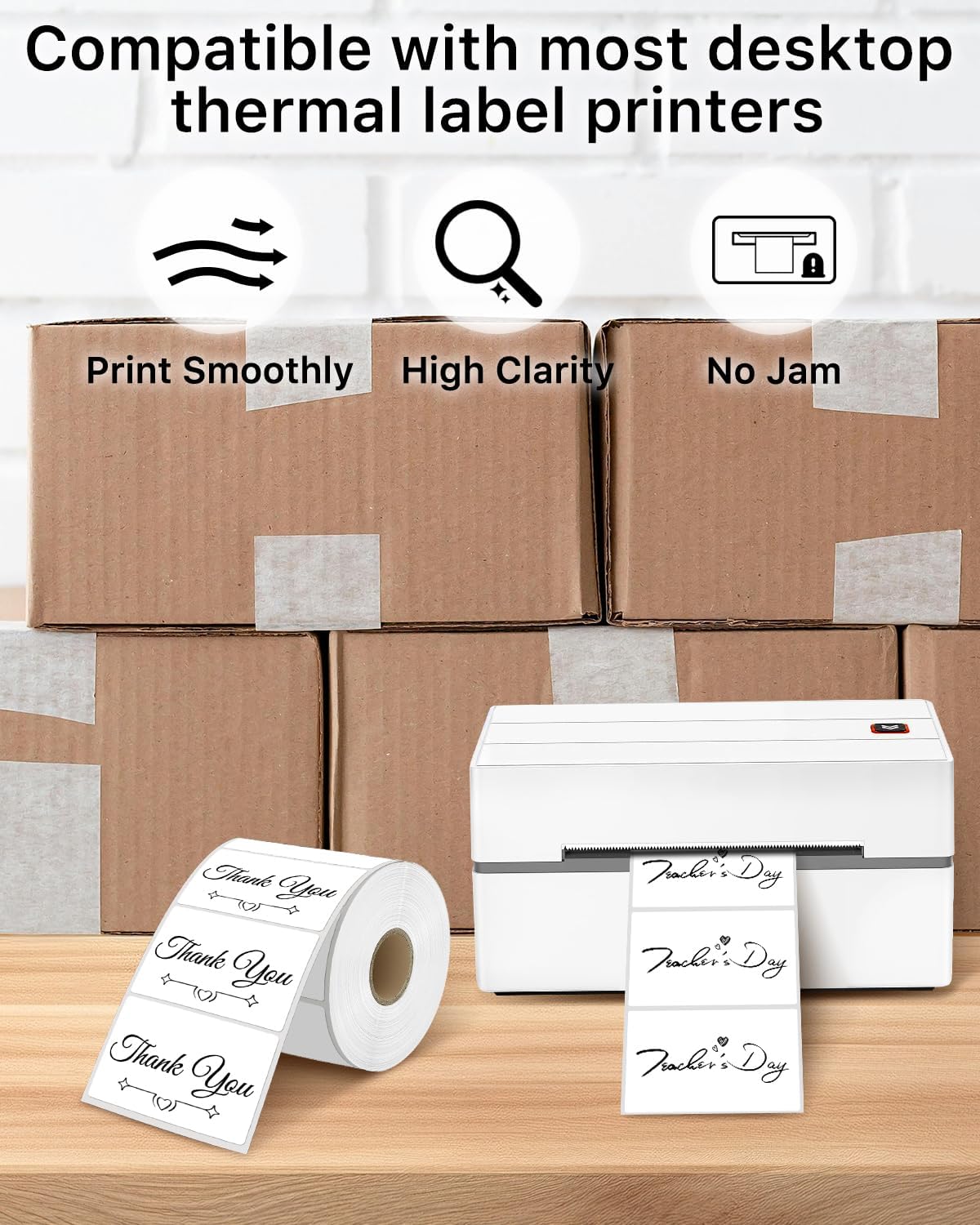 Detalle de iEager 3" x 2" Thermal Labels, White Self-Adhesive Roll of 500