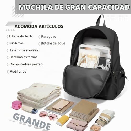 Thumbnail 3 de HYC00 Mochila Escolar para niñas adolescentes – 19 L, 14 pulgadas, impermeable, negro