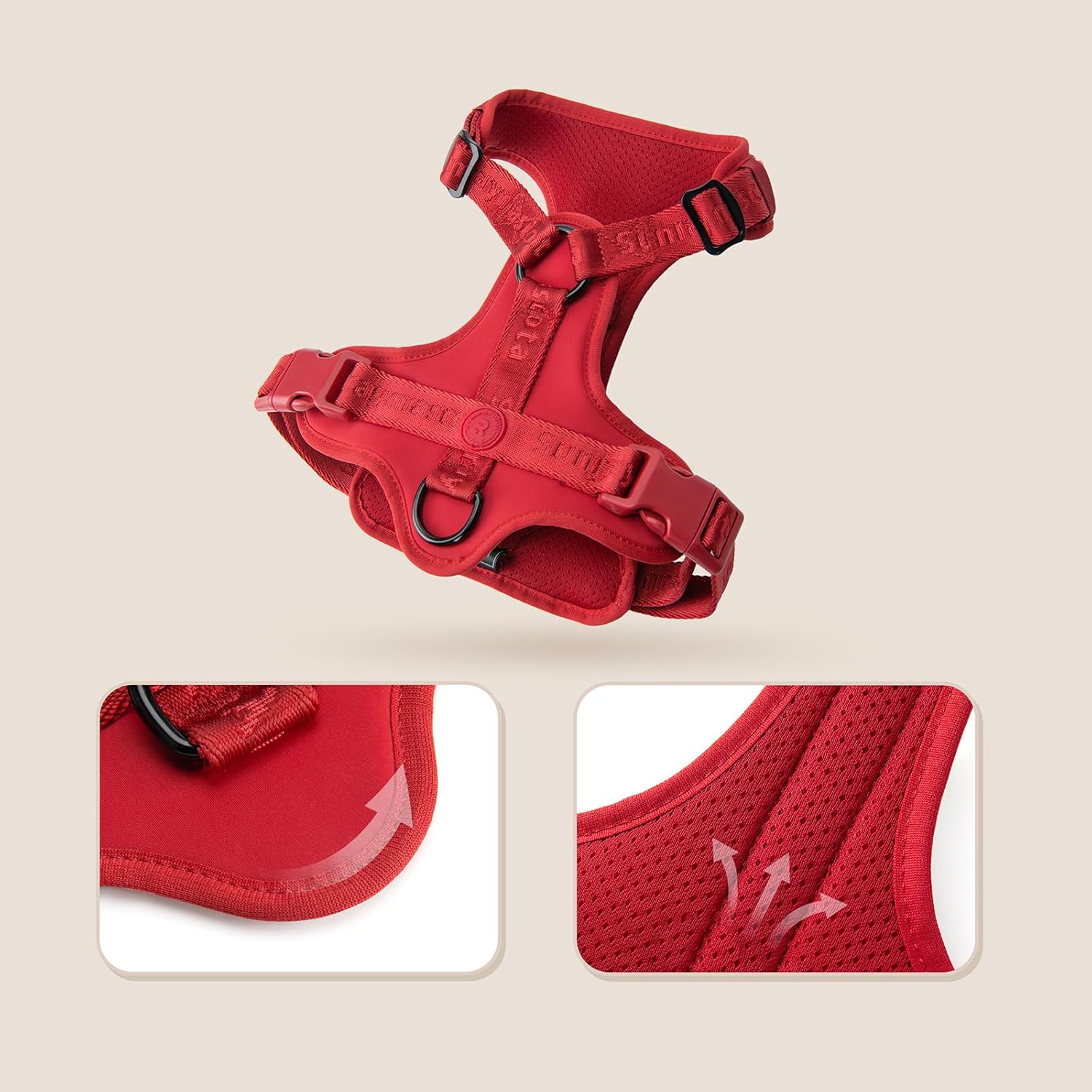 Detalle de Sunraymascota Imbracatura per cani con imbottitura in Lycra, gilet traspirante in rete, taglia XS (Rosso di Borgogna)