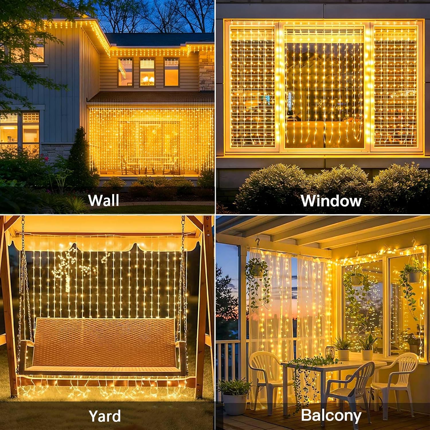 Detalle 2 de Joycome solarna kurtyna świetlna 3 × 3 m, 300 LED, pilot, 8 trybów