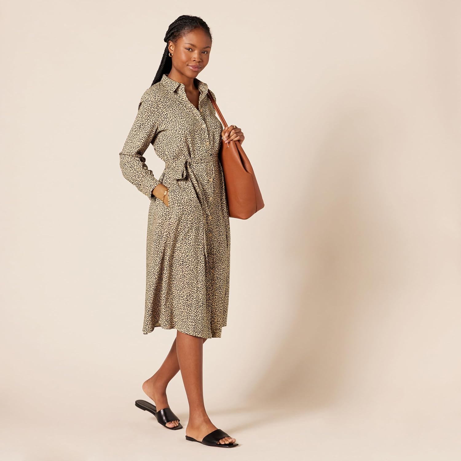 Thumbnail 3 de Amazon Essentials Damen Langärmliges Midi-Hemdkleid aus Georgette