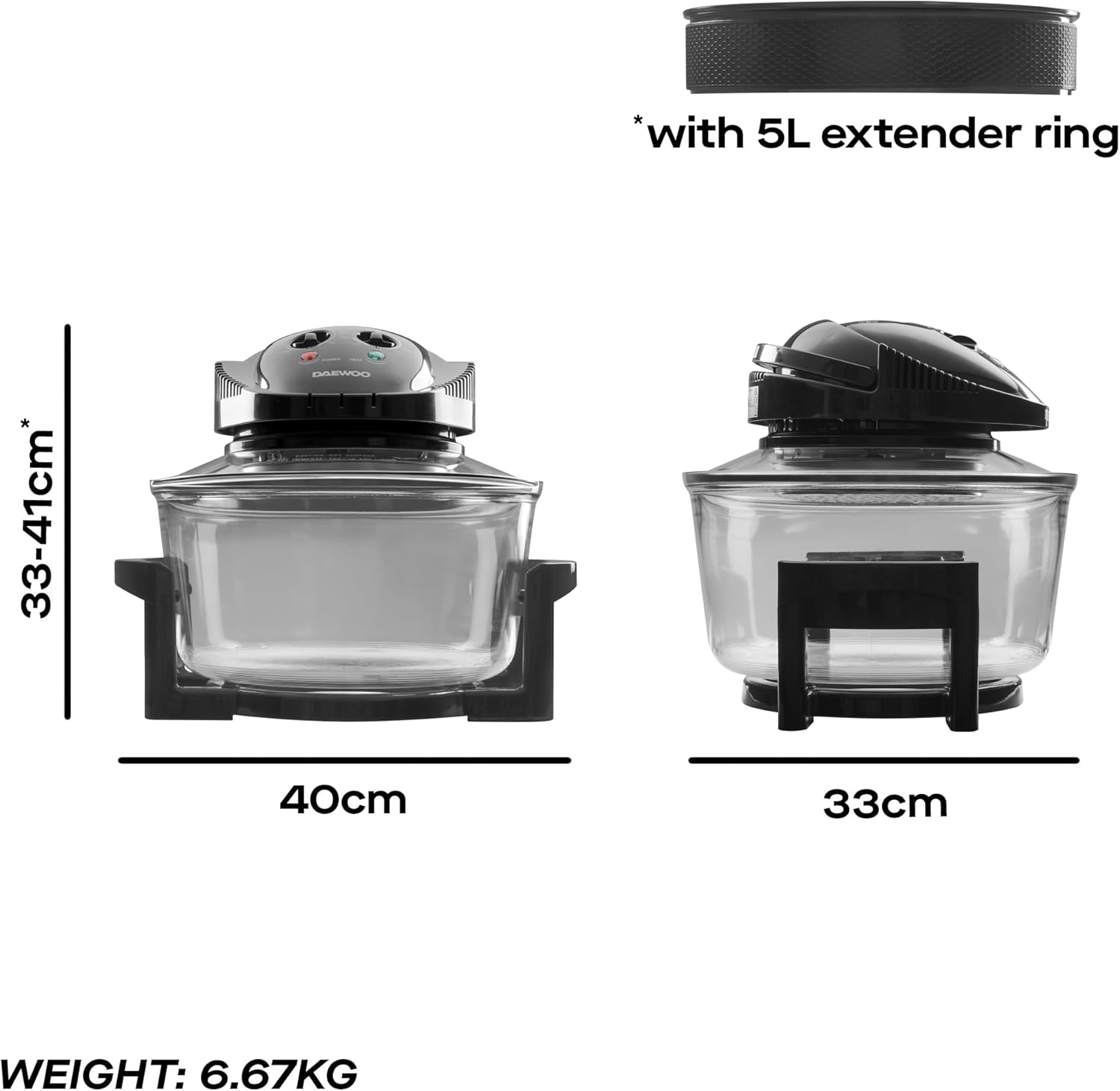 Thumbnail 6 de Daewoo 17L Halogen Air Fryer Oven with Extender Ring (2025) – Large Family Capacity