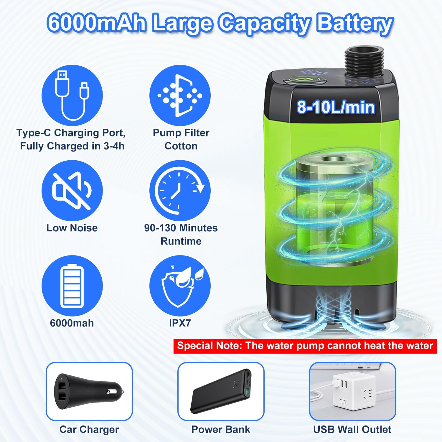 Thumbnail 3 de Anesty Tragbare Campingdusche Set 6000mAh