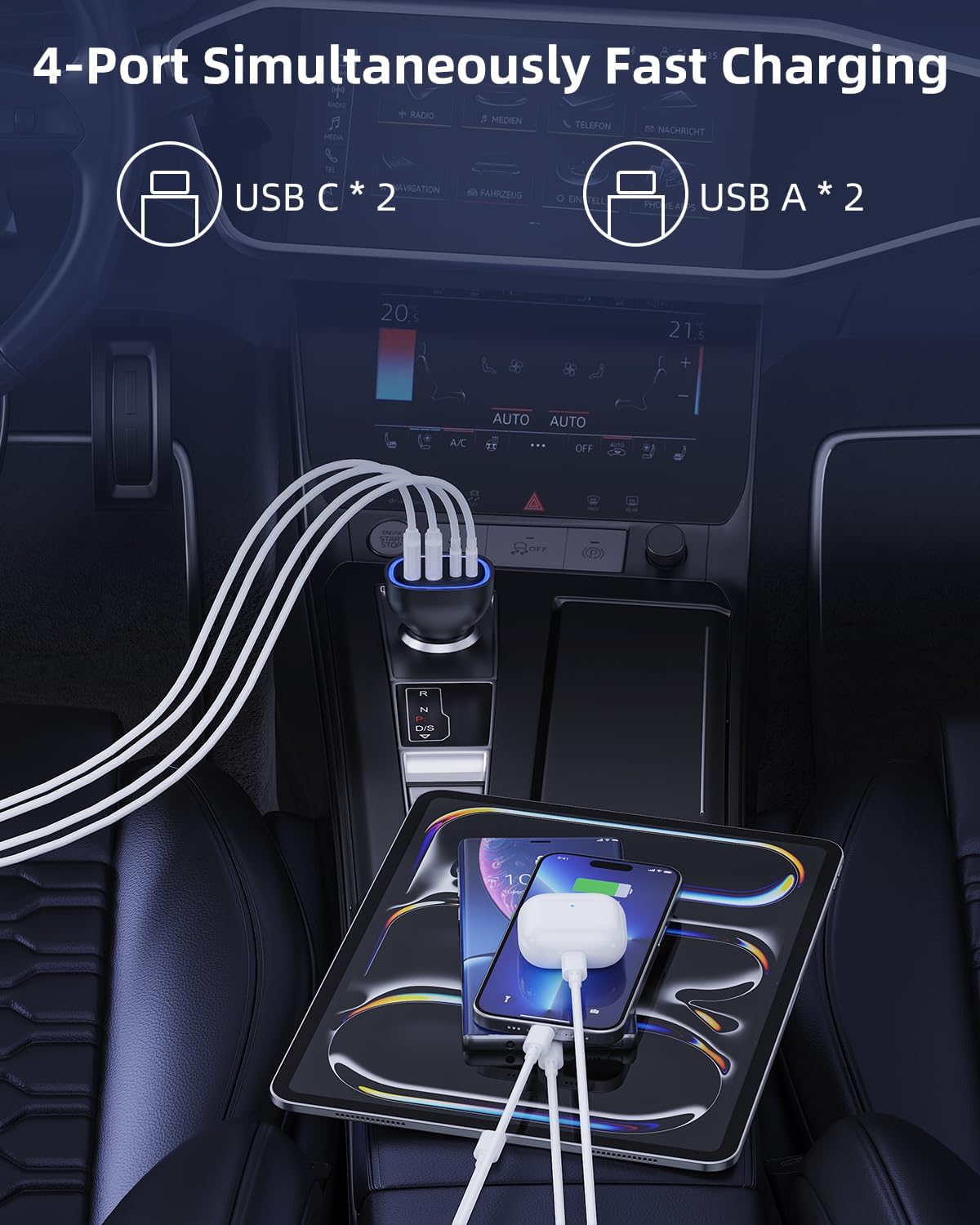 Thumbnail 2 de Caricatore auto 78W 4 porte USB