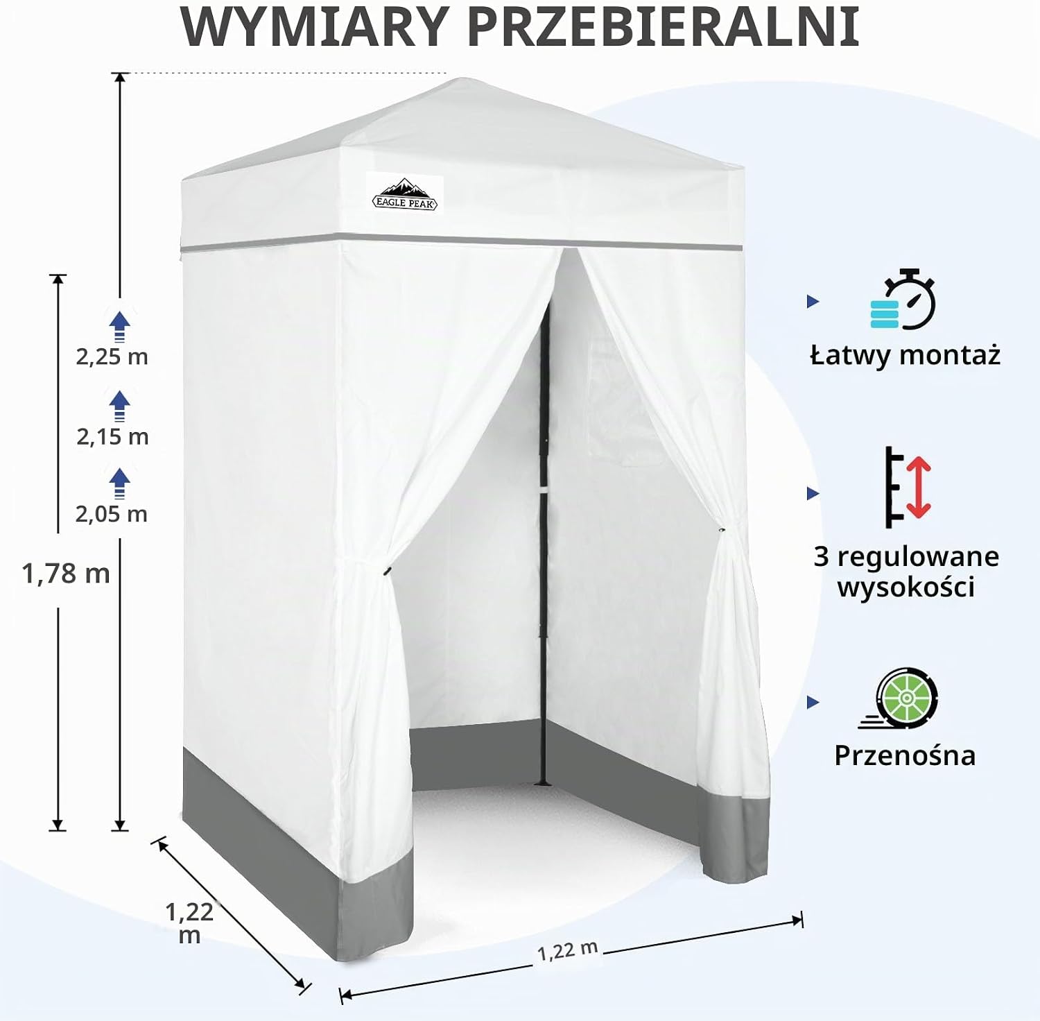 Detalle de EAGLE PEAK Flex Ultra Compact 4x4 – przenośna przebieralnia z zamykanymi ściankami