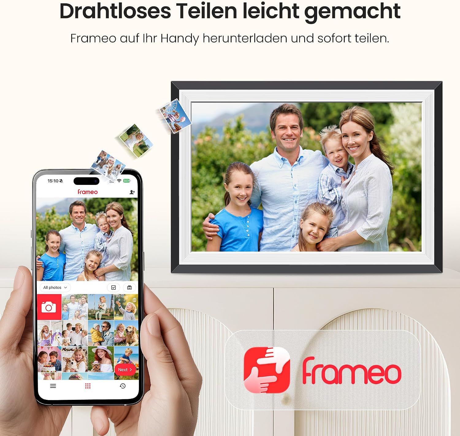 Detalle 2 de Frameo 64 GB – 15,6 Zoll Digitaler Bilderrahmen mit WLAN, Touchscreen und Frameo-App