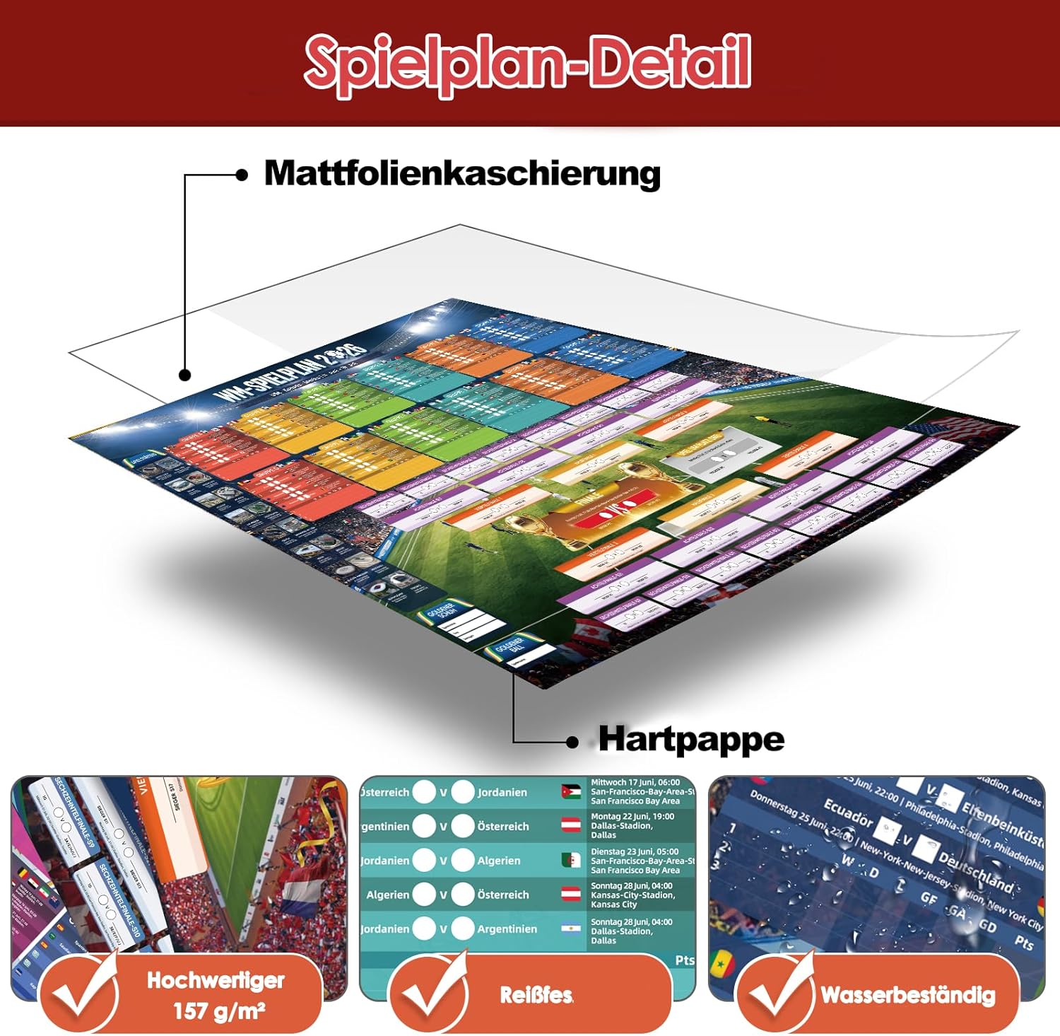 Thumbnail 3 de AhfuLife Großes Fußball-Poster 2026 | 100 x 70 cm – WM-Planer für Fans