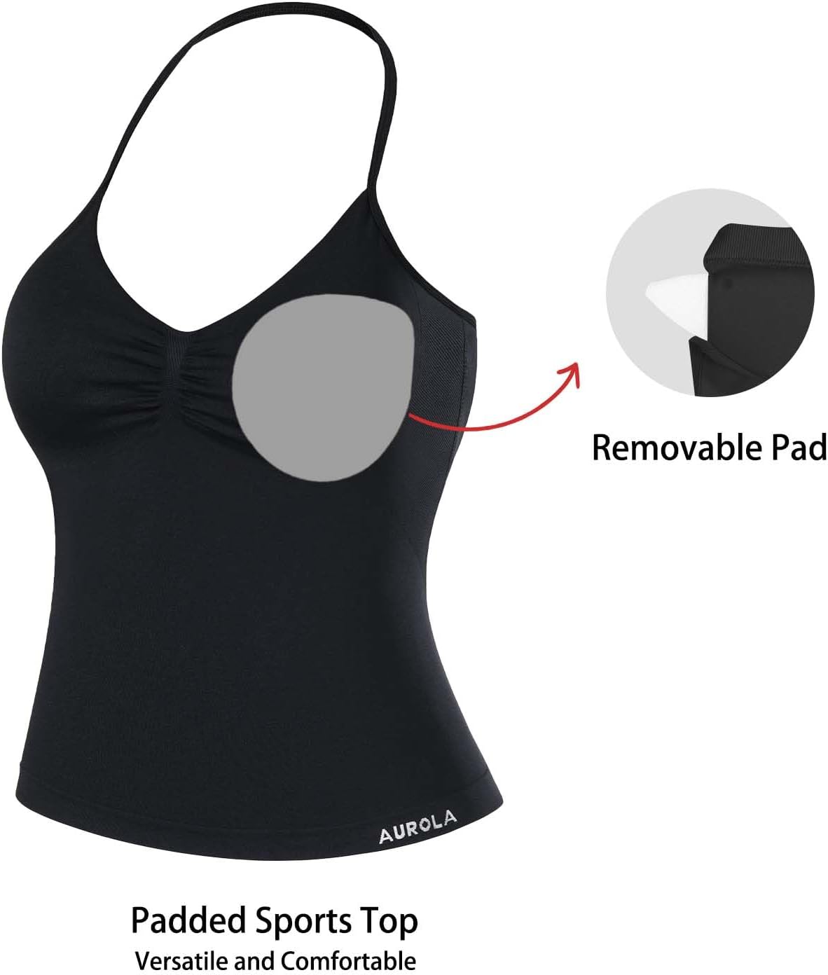 Thumbnail 5 de AUROLA Influence Longline Strappy Halter Workout Tops for Women with Removable Cups