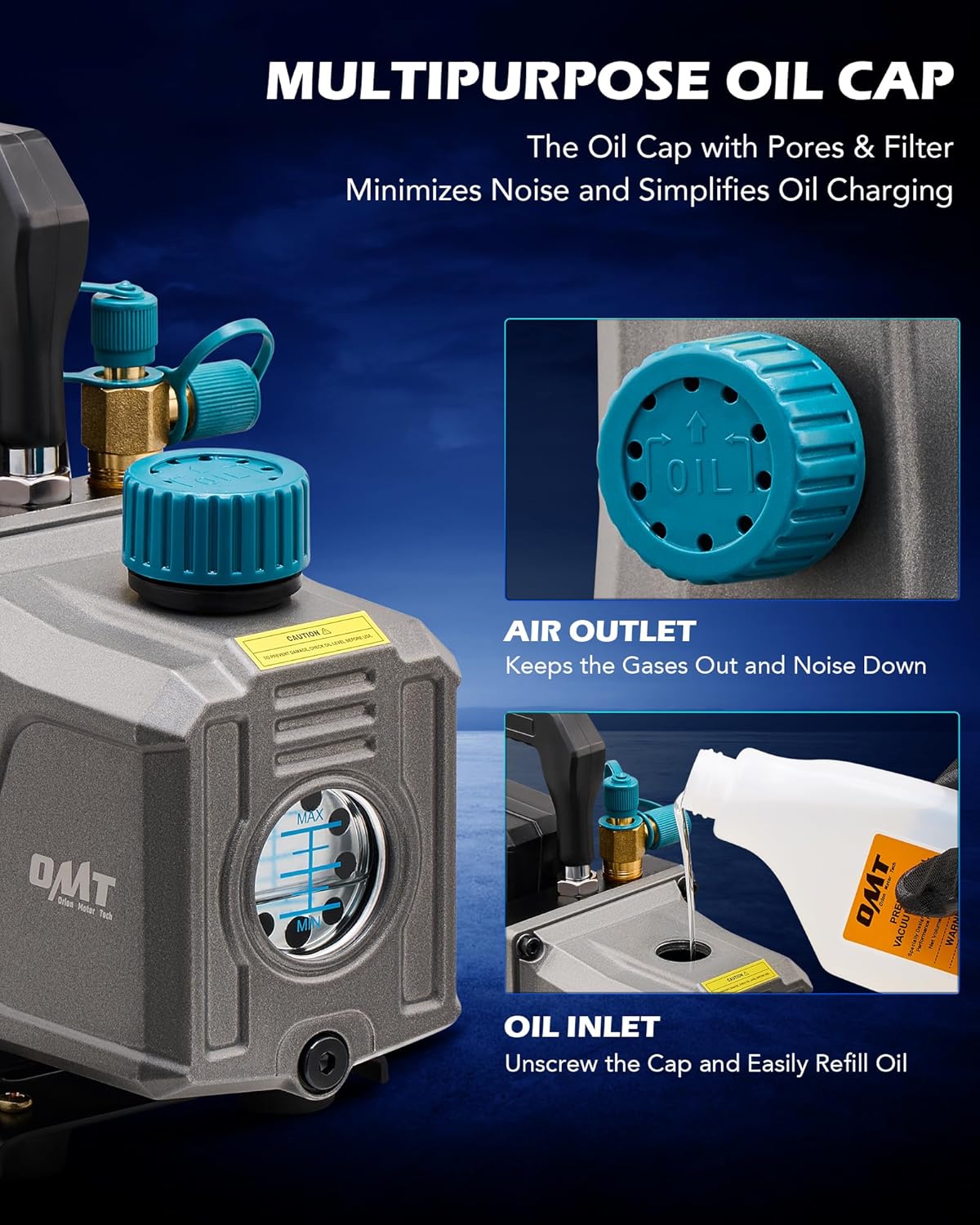 Thumbnail 3 de Orion Motor Tech 3.5 CFM Single-Stage Vacuum Pump Kit for HVAC & Auto AC