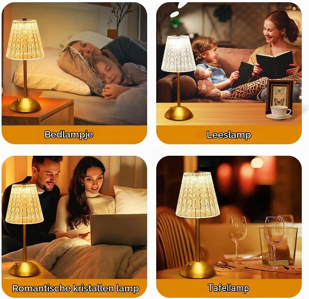 Thumbnail 5 de vsshe U10de-QCXXSWQG250301 draadloze tafellamp met touchbediening en 3 lichtkleuren