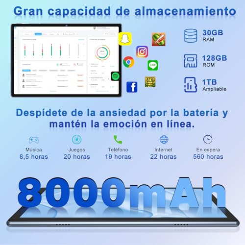 Detalle de BIEGEDY B25 Tablet Android 15 con Gemini AI – 10'', 30 GB RAM, 128 GB ROM, 5G WiFi 6, Keyboard y Ratón