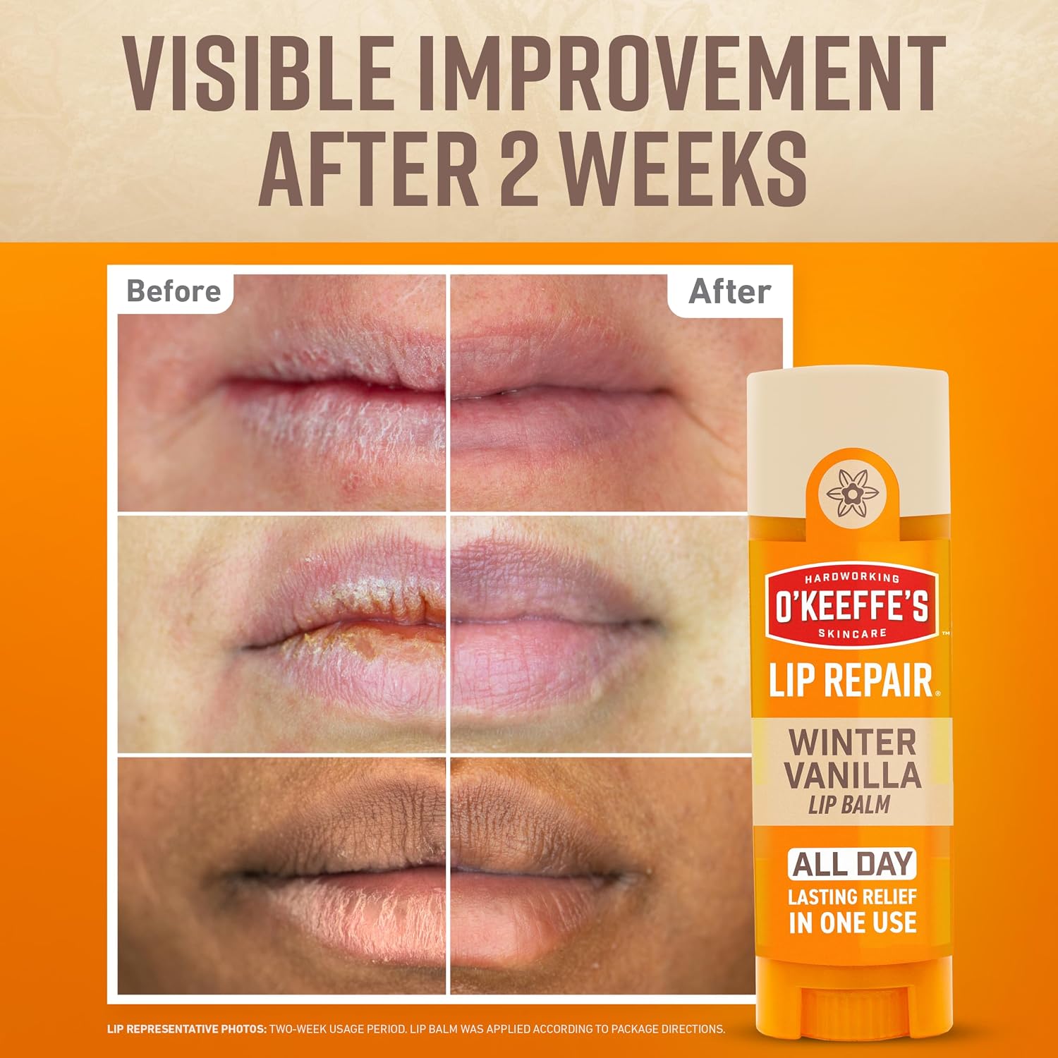 Detalle 1 de O'Keeffe's Lip Repair Vanilla Lip Balm Twin Pack for Dry, Cracked Lips