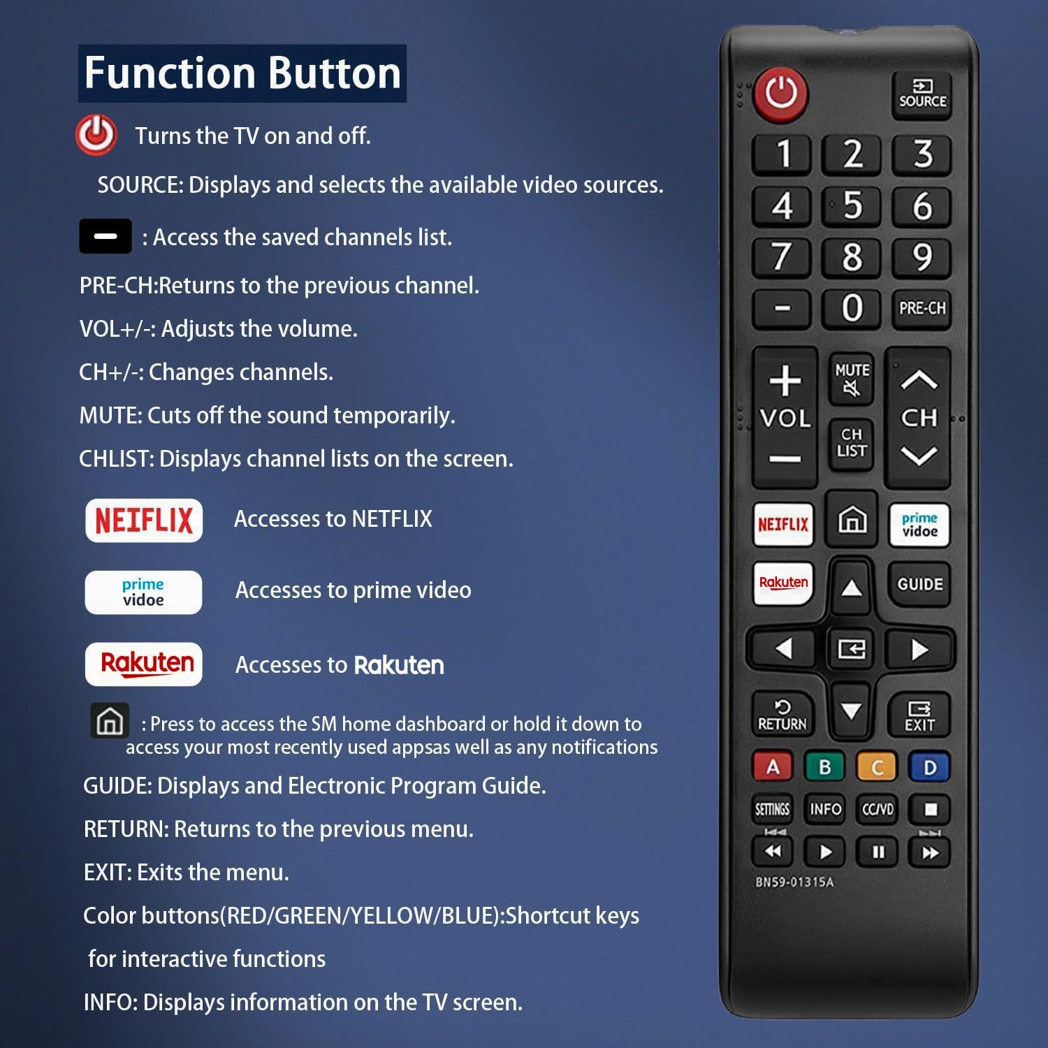 Detalle 2 de Smart Samsung Universal TV Remote with Netflix, Prime Video & Rakuten Buttons